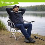 Trizand 27519 Čalúnené rybárske kreslo, nosnosť 120 kg, sivé