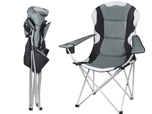 Trizand 27519 Čalúnené rybárske kreslo, nosnosť 120 kg, sivé