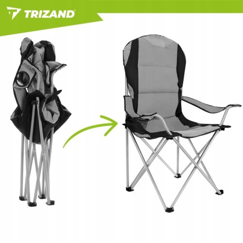 Trizand 27519 Čalúnené rybárske kreslo, nosnosť 120 kg, sivé