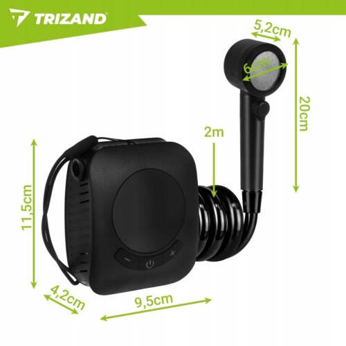 Trizand 27551 Sprcha přenosná s čerpadlem 8000 mAh, LED displejem, IPX8, USB 
