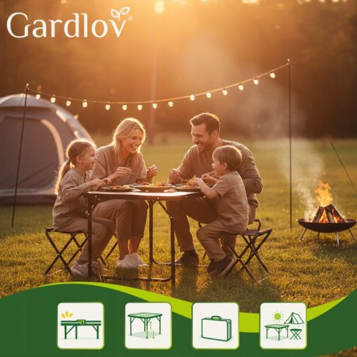 Gardlov 27304 Skládací kempingový set, stůl + 4 židle, hnědý