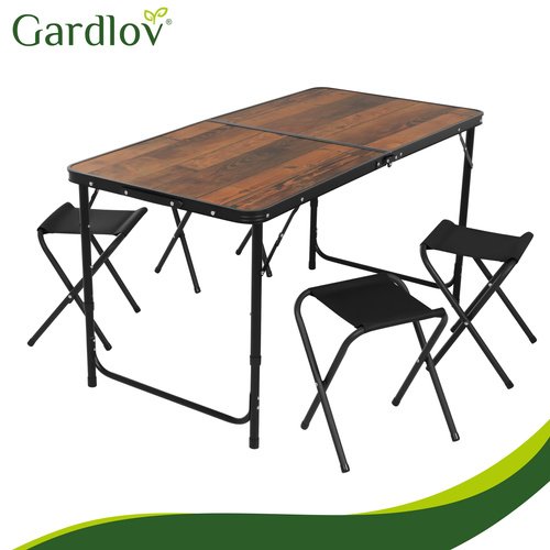 Gardlov 27304 Skládací kempingový set, stůl + 4 židle, hnědý