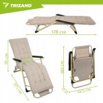 Trizand 27553 Skladacie záhradné ležadlo s vankúšom 177 x 60 x 30 cm, béžové