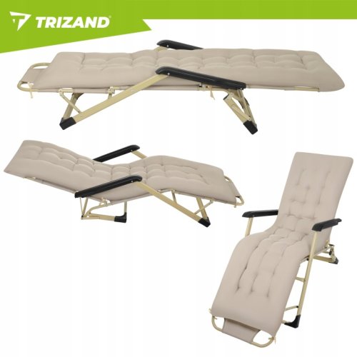 Trizand 27553 Skladacie záhradné ležadlo s vankúšom 177 x 60 x 30 cm, béžové