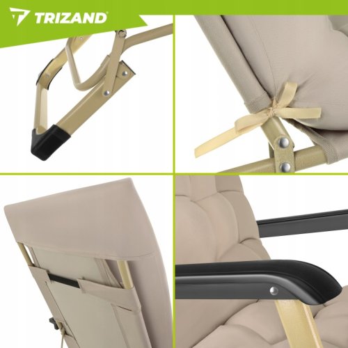 Trizand 27553 Skladacie záhradné ležadlo s vankúšom 177 x 60 x 30 cm, béžové