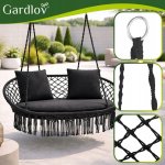 Gardlov 27377 Dvojité závesné hojdacie kreslo, nosnosť 300 kg, čierne