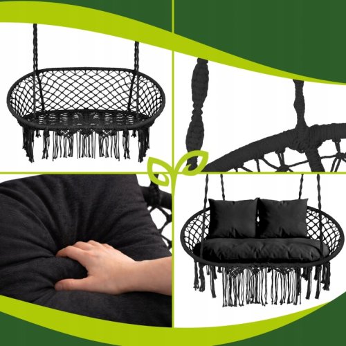 Gardlov 27377 Dvojité závesné hojdacie kreslo, nosnosť 300 kg, čierne