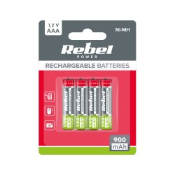 Rebel BAT2013 Dobíjecí baterie AAA, 900 mAh Ni-MH 1,2 V, 4 ks (R3)