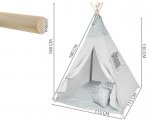 ISO 8703 Dětský stan Teepee šedé hvězdičky