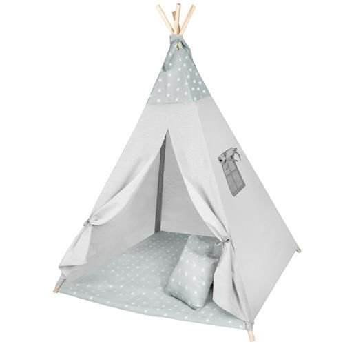 ISO 8703 Dětský stan Teepee šedé hvězdičky
