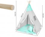 ISO 8704 Detský stan Teepee zelené hviezdičky
