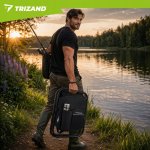 Trizand 27333 Skladacie rybárske kreslo s batohom 3 v 1, čierne