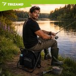 Trizand 27333 Skladacie rybárske kreslo s batohom 3 v 1, čierne