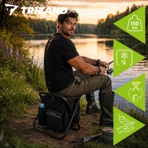 Trizand 27333 Skladacie rybárske kreslo s batohom 3 v 1, čierne