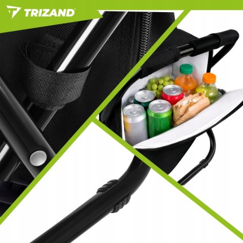 Trizand 27333 Skladacie rybárske kreslo s batohom 3 v 1, čierne