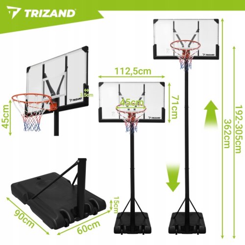 Trizand 27365 Nastaviteľný basketbalový kôš 192 – 362 cm