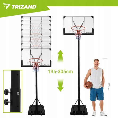 Trizand 27365 Nastaviteľný basketbalový kôš 192 – 362 cm