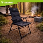 Trizand 27609 Skládací kempingová židle s područkami, polstrovaná, černá