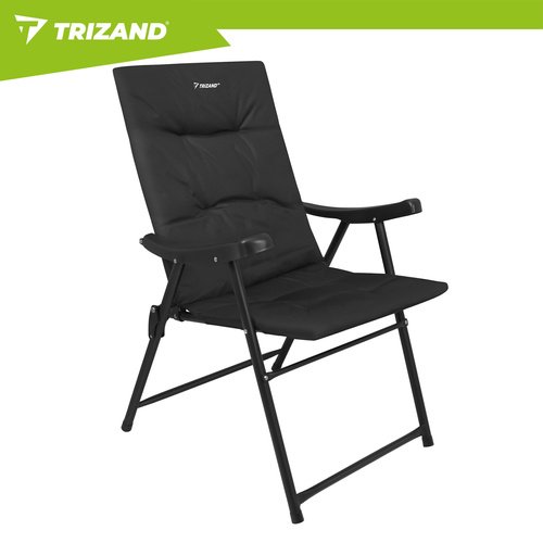 Trizand 27609 Skládací kempingová židle s područkami, polstrovaná, černá