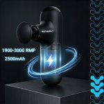 Isomedix 27311 Mini masážní pistole 25 W, 2 x 2500 mAh, 4x nástavec, černá