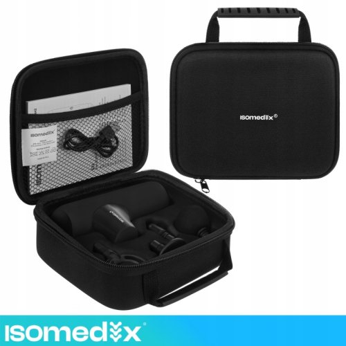 Isomedix 27311 Mini masážní pistole 25 W, 2 x 2500 mAh, 4x nástavec, černá