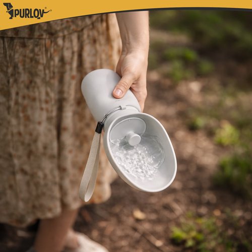 Purlov 27234 Skladateľná fľaša pre psov 550 ml, sivá