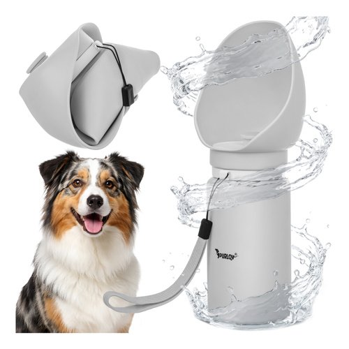 Purlov 27234 Skladateľná fľaša pre psov 550 ml, sivá