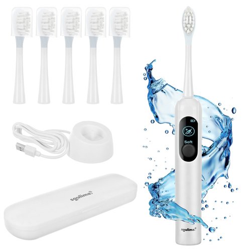Soulima 26850 Sonický zubní kartáček + 6 hlavic, 90 000 ot./min, bílý