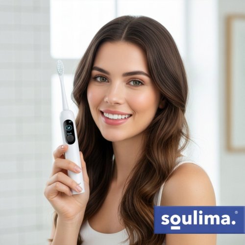 Soulima 26850 Sonický zubní kartáček + 6 hlavic, 90 000 ot./min, bílý