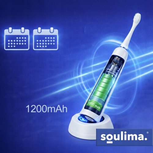 Soulima 26850 Sonický zubní kartáček + 6 hlavic, 90 000 ot./min, bílý