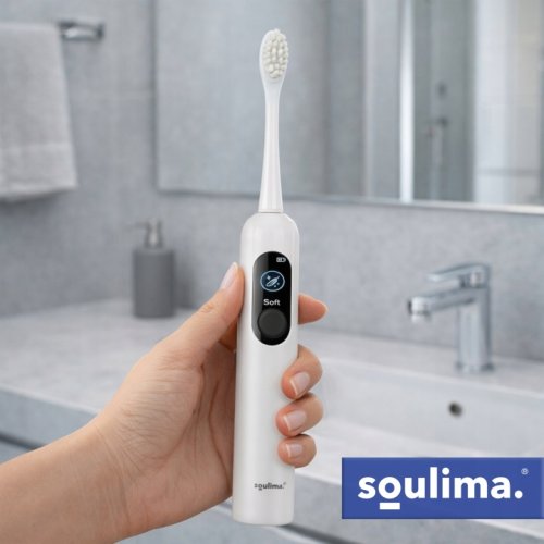 Soulima 26850 Sonický zubní kartáček + 6 hlavic, 90 000 ot./min, bílý