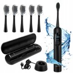 Soulima 26851 Sonický zubní kartáček + 6 hlavic, 90 000 ot./min, černý