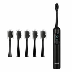 Soulima 26851 Sonický zubní kartáček + 6 hlavic, 90 000 ot./min, černý