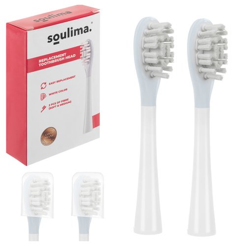 Soulima 26929 Náhradné zubné kefky X800, mäkké + stredné, 2 ks, biele
