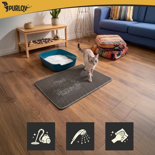 Purlov 27770 Podložka pod kočičí toaletu 75 x 55 cm, šedá