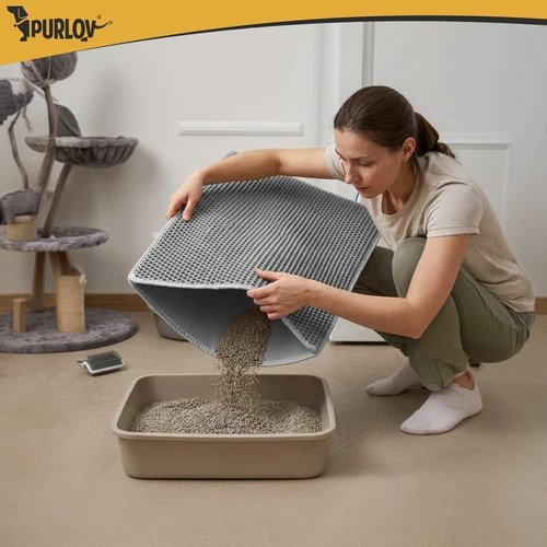 Purlov 27770 Podložka pod kočičí toaletu 75 x 55 cm, šedá