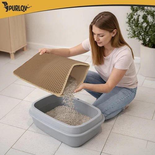 Purlov 27765 Podložka pod kočičí toaletu 60 x 45 cm, béžová  