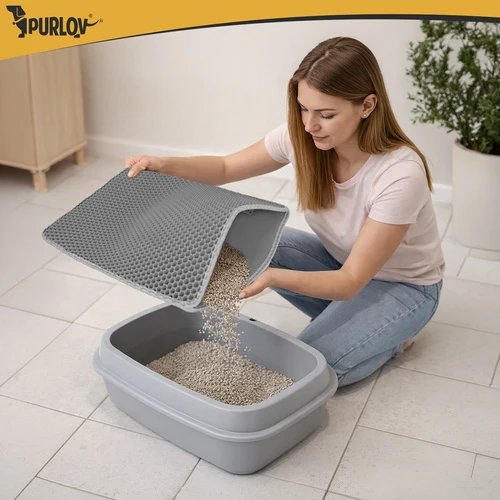 Purlov 27763 Podložka pod kočičí toaletu 60 x 45 cm, šedá