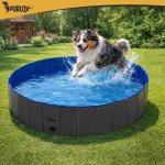Purlov 27507 Skladací bazén pre psov 160 x 30 cm, modro-sivý