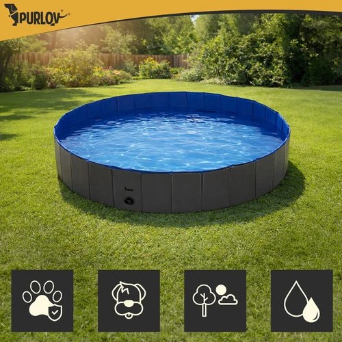 Purlov 27507 Skladací bazén pre psov 160 x 30 cm, modro-sivý