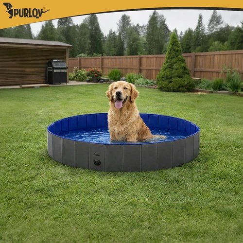 Purlov 27507 Skladací bazén pre psov 160 x 30 cm, modro-sivý