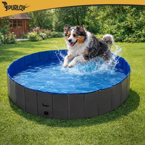 Purlov 27507 Skladací bazén pre psov 160 x 30 cm, modro-sivý