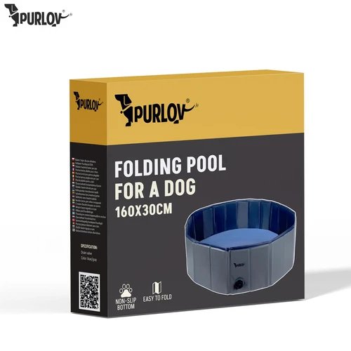 Purlov 27507 Skladací bazén pre psov 160 x 30 cm, modro-sivý