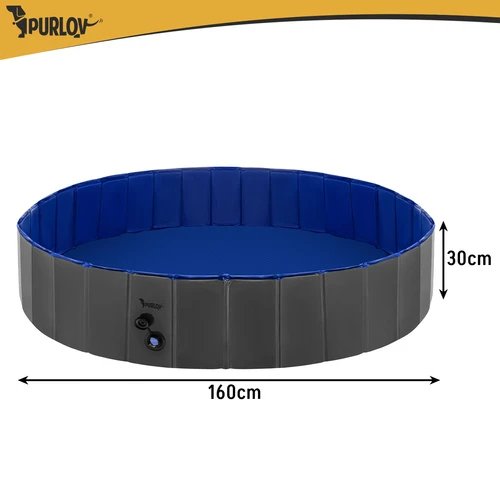 Purlov 27507 Skladací bazén pre psov 160 x 30 cm, modro-sivý