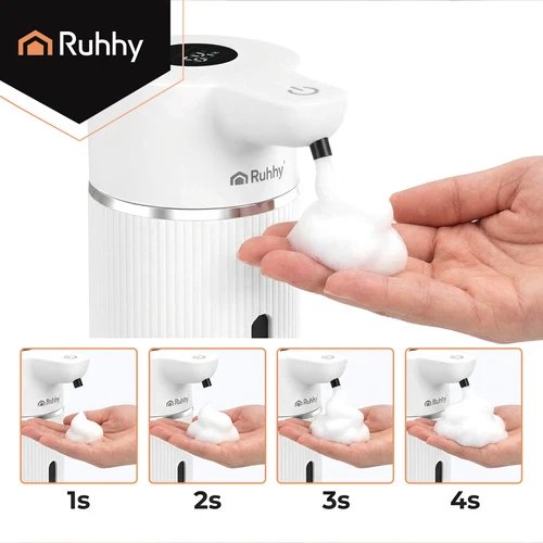 Ruhhy 27653 Bezdotykový dávkovač mýdla 420 ml, LED, USB-C, bílý