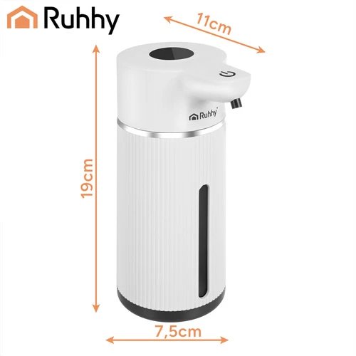 Ruhhy 27653 Bezdotykový dávkovač mýdla 420 ml, LED, USB-C, bílý