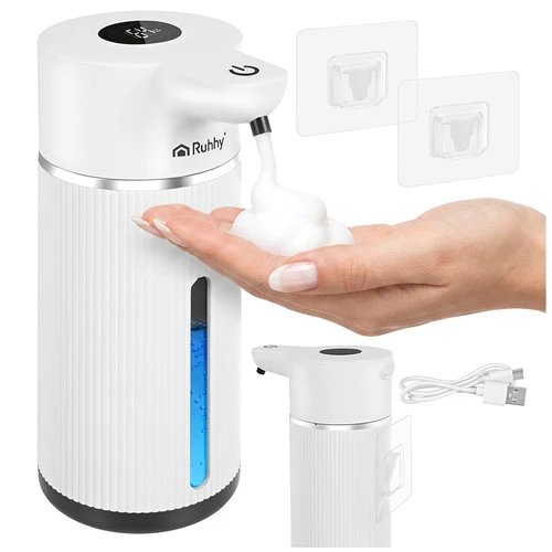 Ruhhy 27653 Bezdotykový dávkovač mýdla 420 ml, LED, USB-C, bílý
