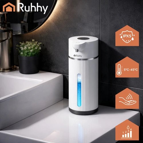 Ruhhy 27653 Bezdotykový dávkovač mýdla 420 ml, LED, USB-C, bílý