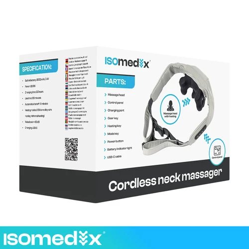 Isomedix 27467 Masážní přístroj na krk Shiatsu s vyhříváním 22,2 W, USB‑C