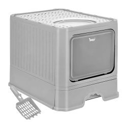 Purlov 27755 Uzavretá mačacie toaleta s dvierkami a lopatkou 50 x 36 x 38 cm, sivá